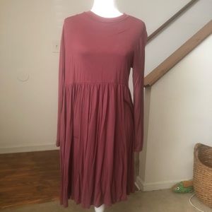 Large Annabelle Maroon Long-Sleeved Swing Dress with Pockets